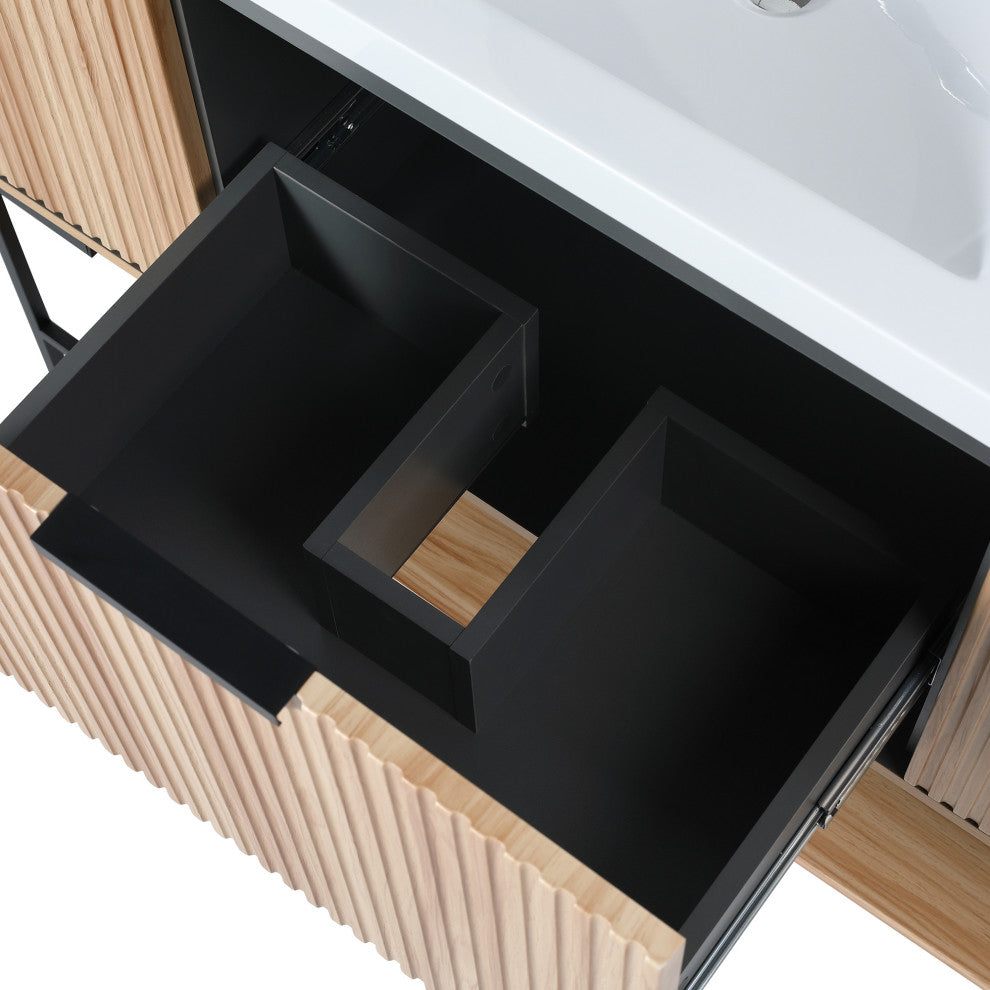 48 inch Maple Plywood Freestanding Bathroom Vanity Set with Doors and Drawer