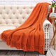 Tweed Knitted Throw Blanket, Burnt Orange, 60"x80"