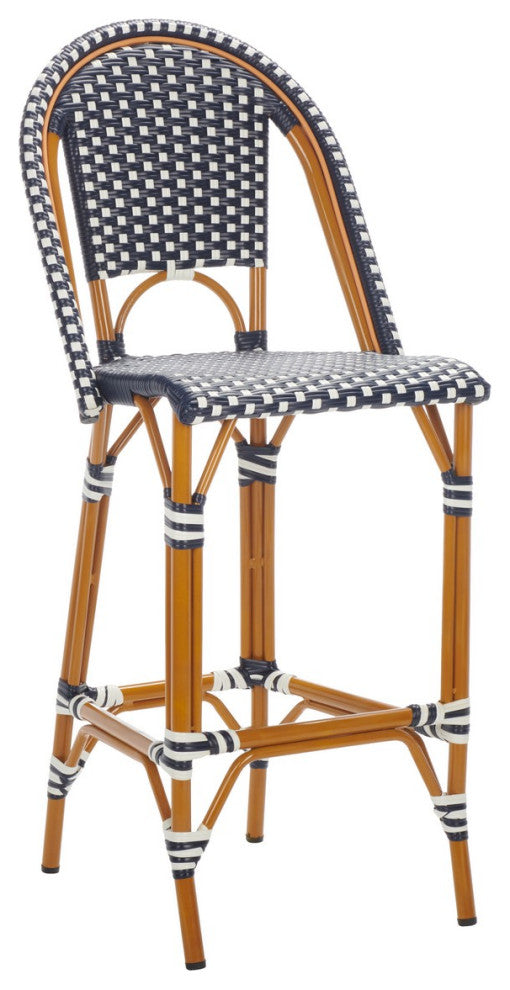Safavieh California Bar Stool, Navy/White