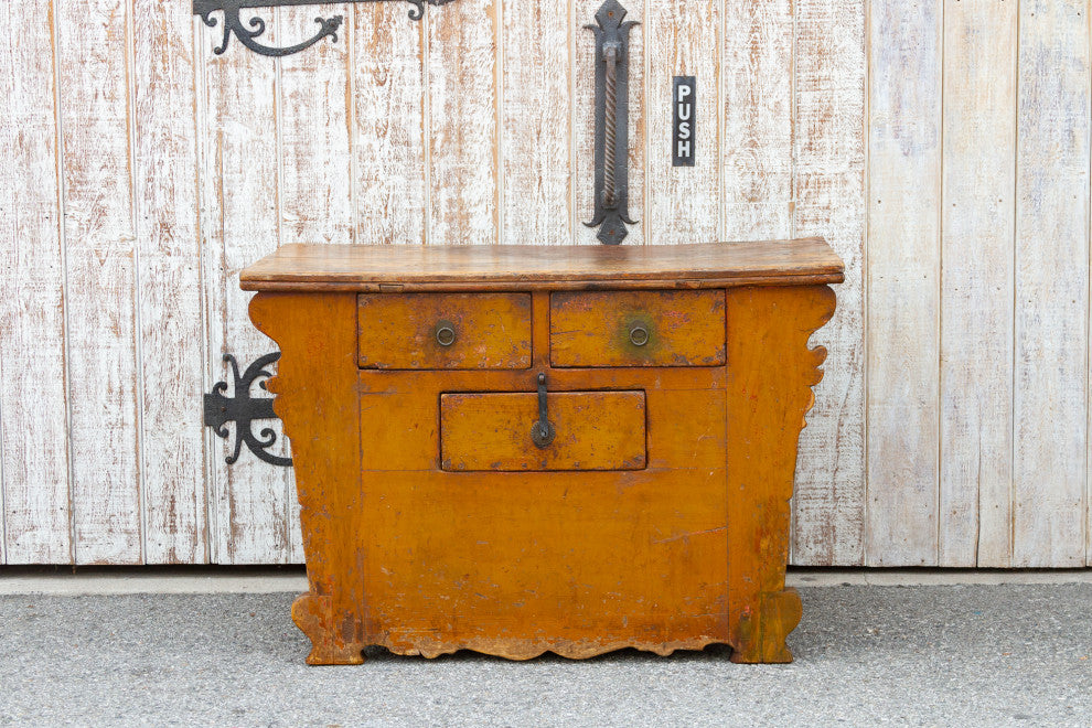 Antique Ming Style Yellow Money Chest