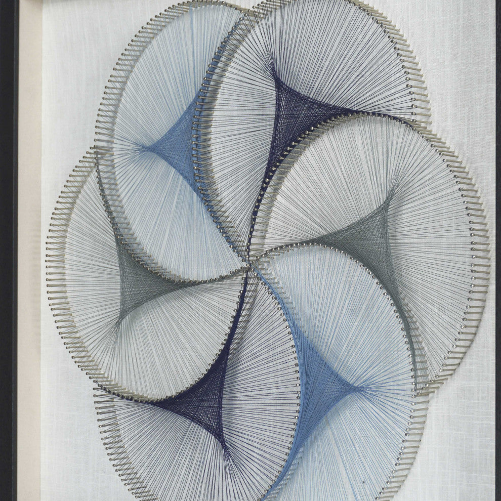 Abstract Blue String Art Shadow Box Wall DÃ©cor