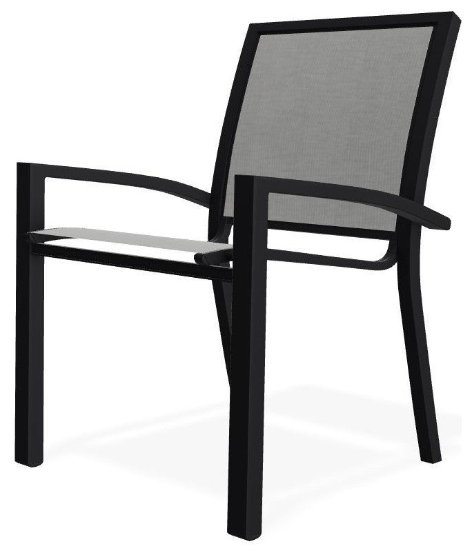Kendall Sling Stackable Outdoor Dining Chair, Alloy/Black