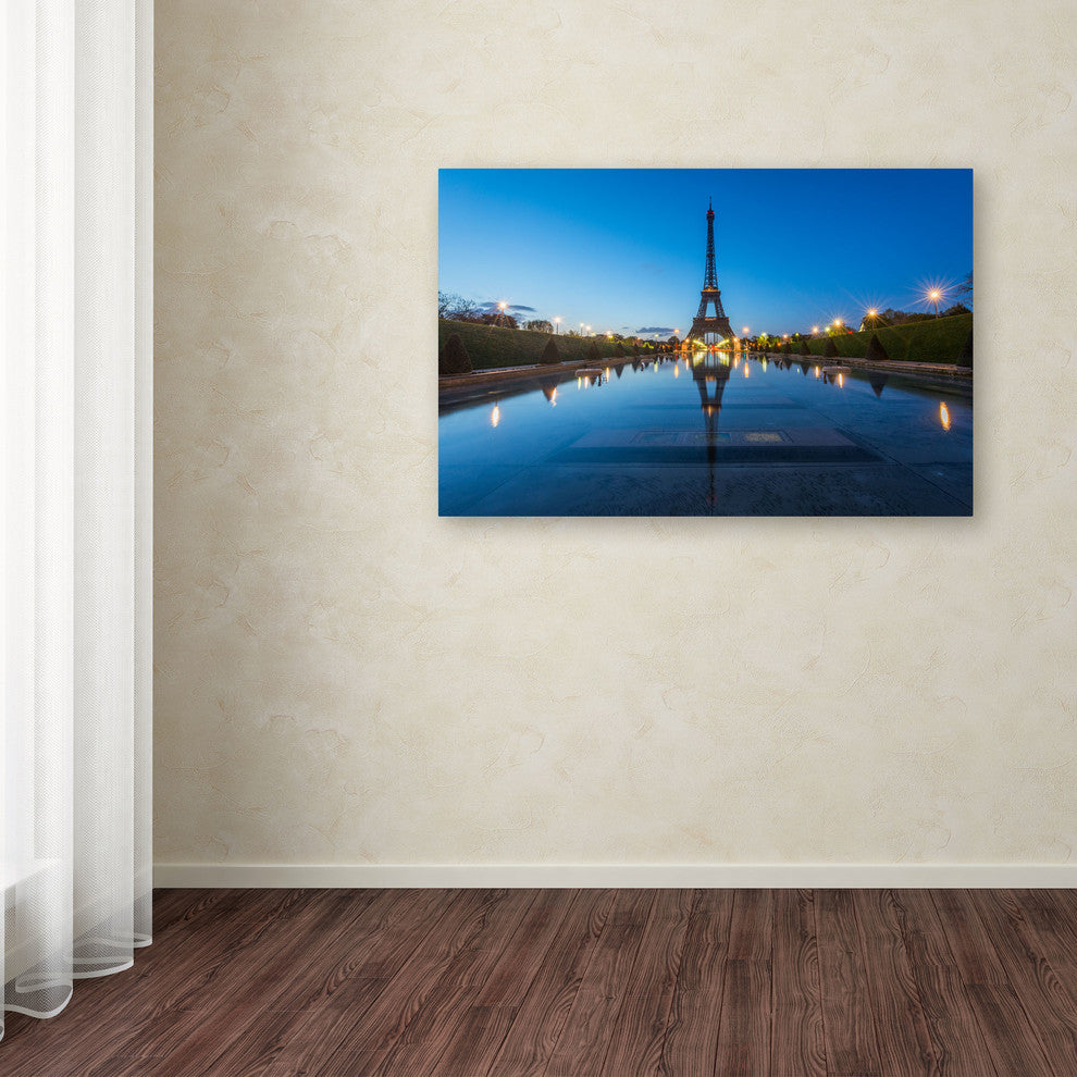 'Blue Hour in Front of the Eiffel Tower' Canvas Art by Mathieu Rivrin