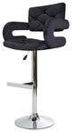 Vera Diamond Tufted Vanity Stool, Black Velvet