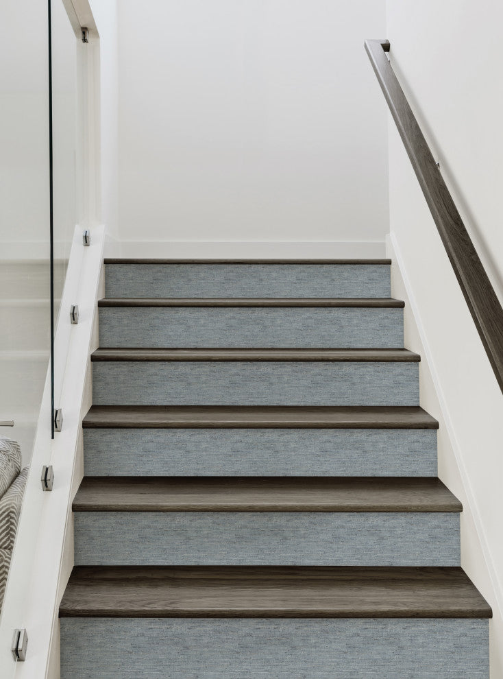 Canvas Look Peel and Stick Stair Riser Strips, Blue, 48"x6", Set of 6