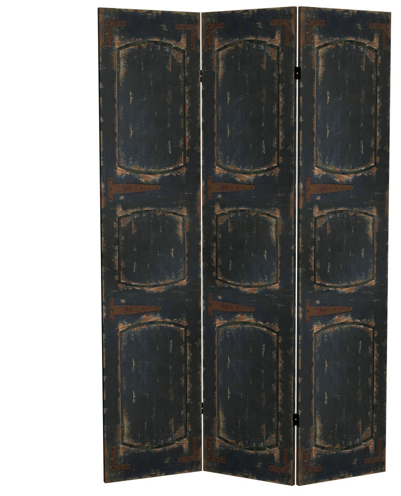 6' Tall Double Sided Black Door Canvas Room Divider