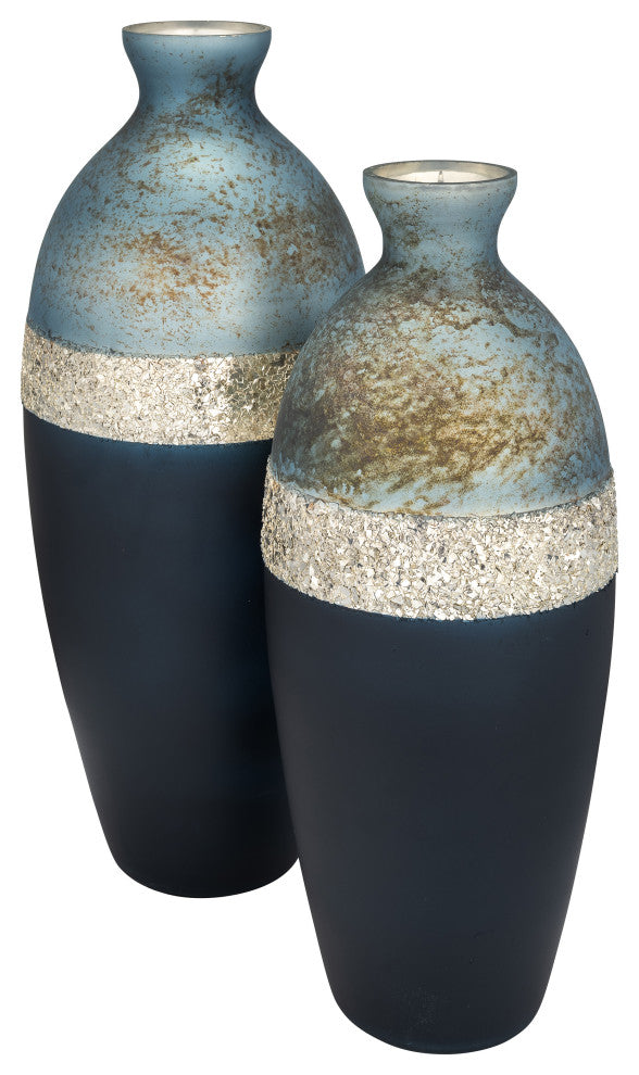 Glass, 18" Tri-Colored Glittered Vase, Multi