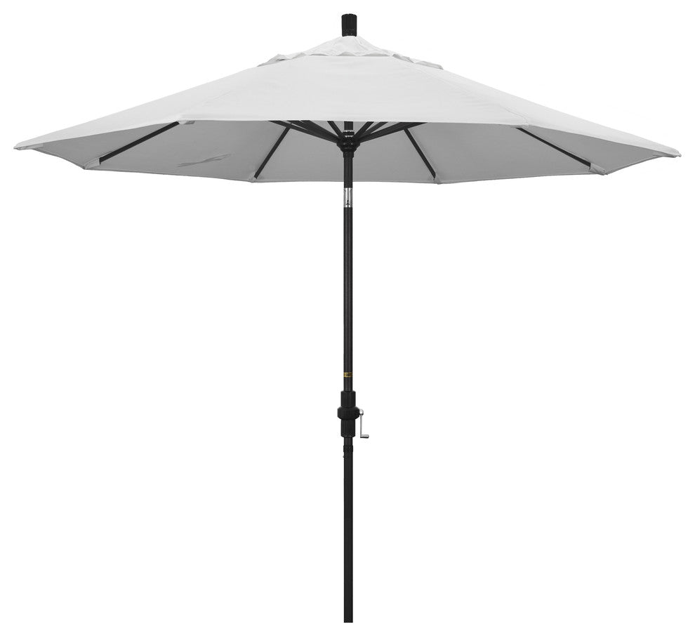 9'' Stone Black Collar Tilt Crank Lift Aluminum Umbrella, Sunbrella, Natural