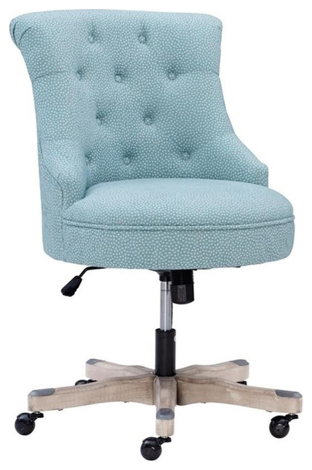 Linon Sinclair Wood Upholstered Office Chair in Light Blue