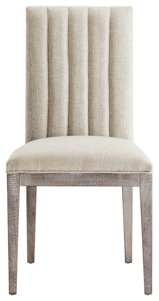 Maisonette French Vintage Tufted Fabric Dining Side Chairs Set of 2 - Beige