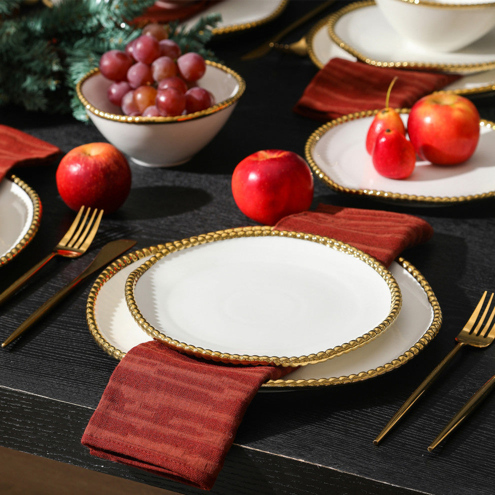 Christian Siriano Akoya Porcelain 24-Piece Dinnerware Set, White