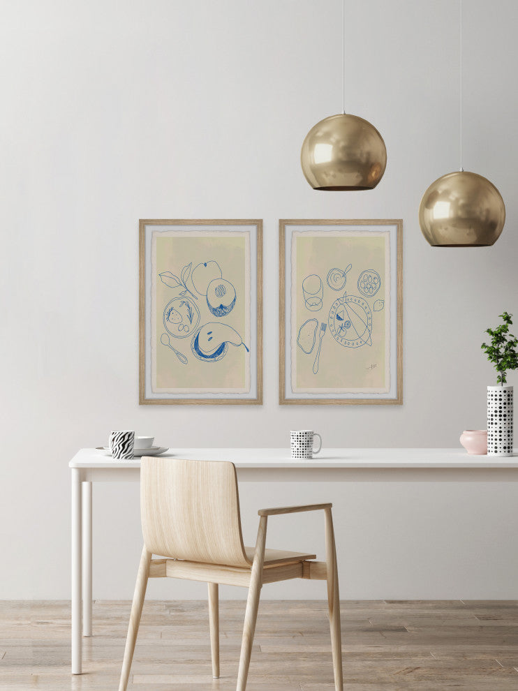 Fruits and Seafood Diptych, 2-Piece Set, 8x12 Panels
