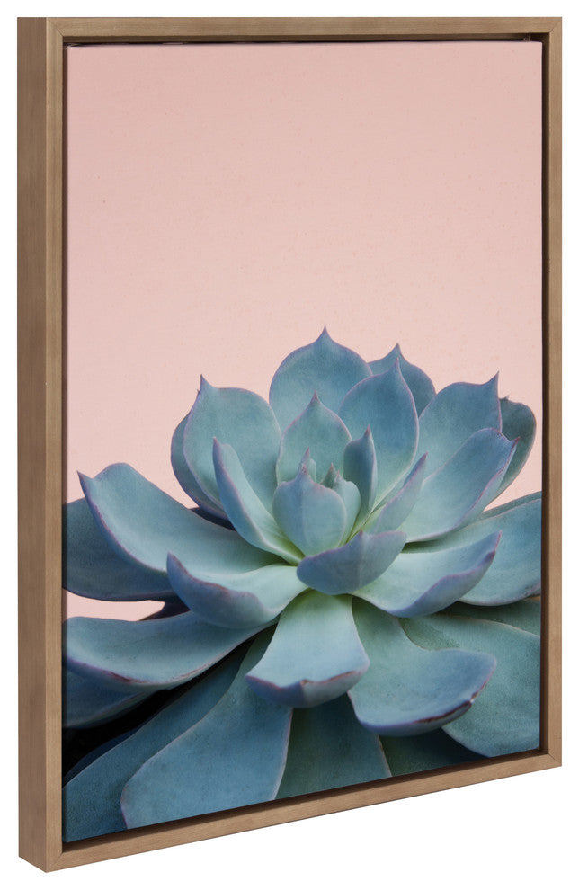 Sylvie Botanical, Succulent Framed Canvas Wall Art, Gold, 18x24