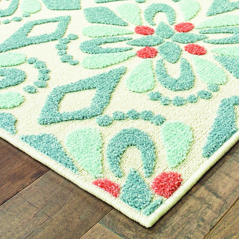 2' X 8' Blue and Ivory Moroccan Indoor Outdoor Area Rug