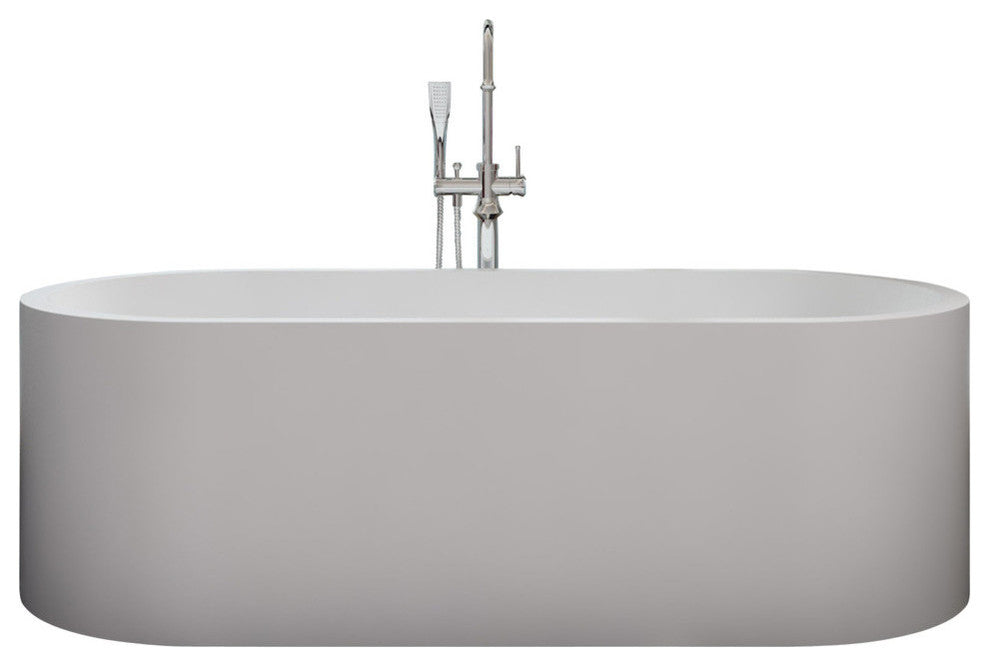 ADM Oval Freestanding Bathtub, Matte White, 70.9"