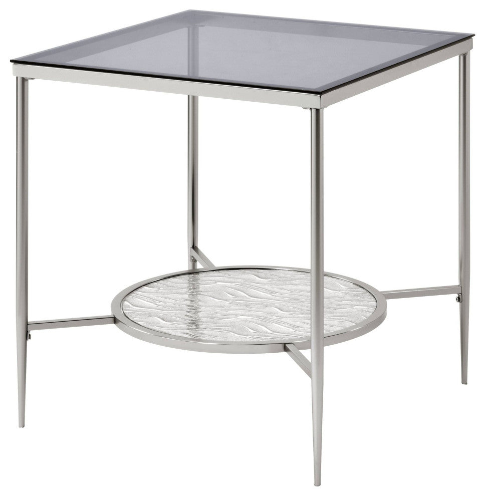 Adelrik End Table, Glass and Chrome Finish