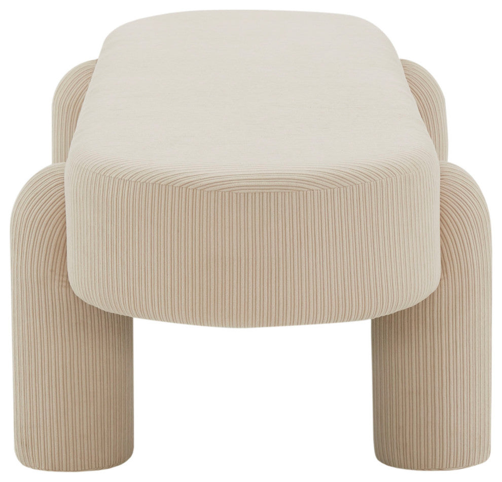 Safavieh Couture Laurence Corduroy Bench, Sand
