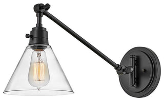 Arti Small Single Light Sconce in Black with Clear glass