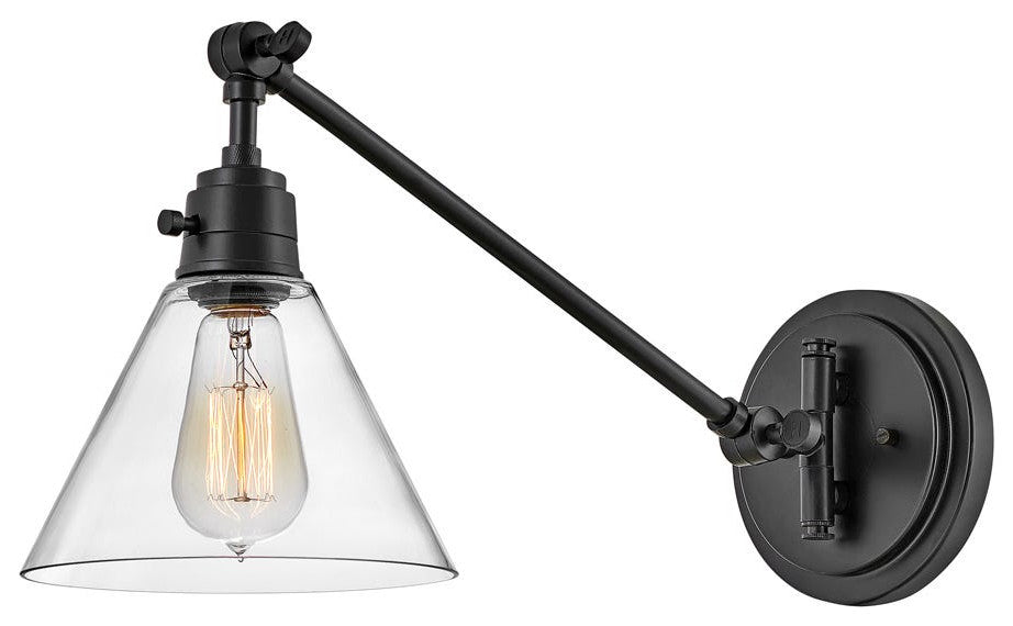 Arti Small Single Light Sconce in Black with Clear glass