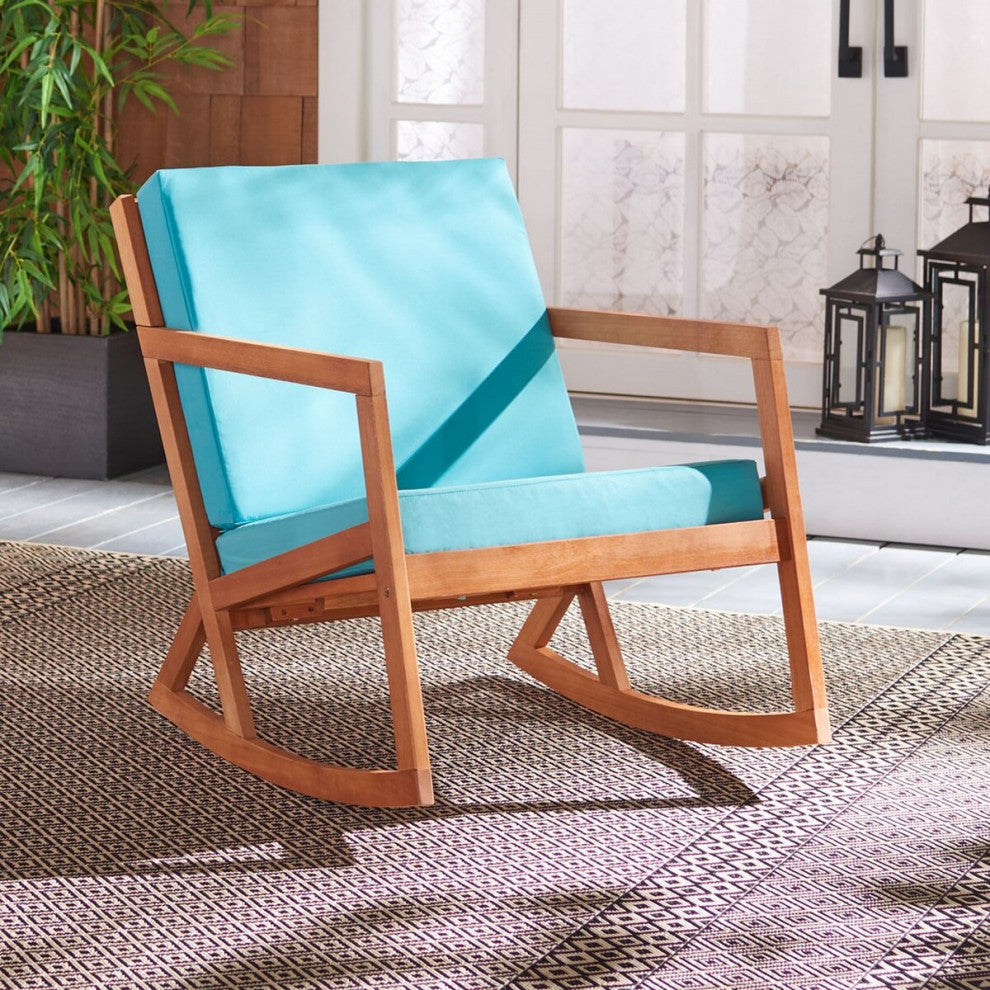 Safavieh Outdoor Vernon Rocking Chair Natural/Aqua