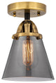 Small Cone Semi-Flush Mount, Black Antique Brass, Plated Smoke, Plated Smoke