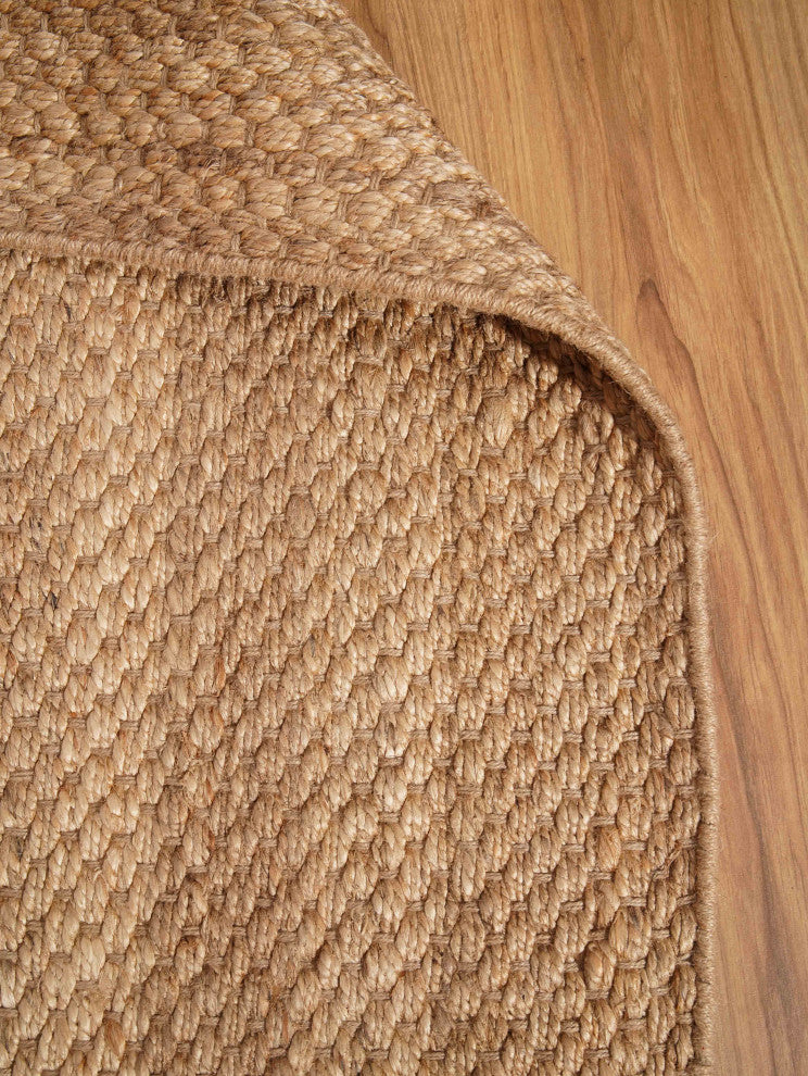 Hand Woven Jute Eco-friendly Area Rug Solid Camel, [Rectangle] 5'x8'