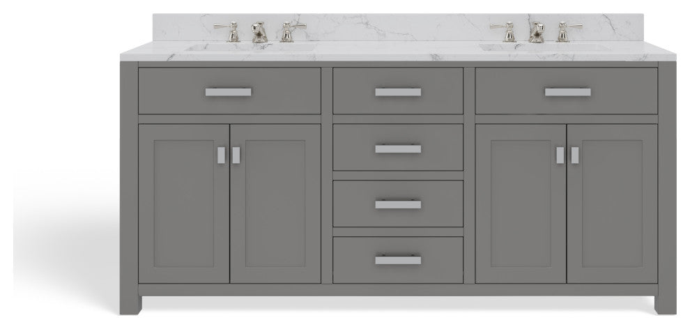 The Polaris Bathroom Vanity, Cashmere Gray, 72", Double Sink, Freestanding