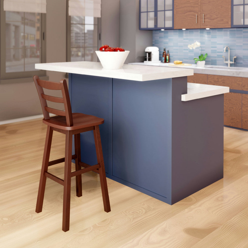 Scalera Ladder Back Swivel Seat Bar Stool, Walnut