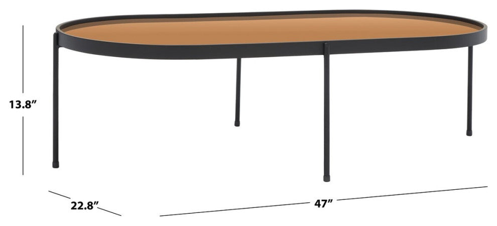 Safavieh Emmerick Mirrored Coffee Table, Rose Gold/Black