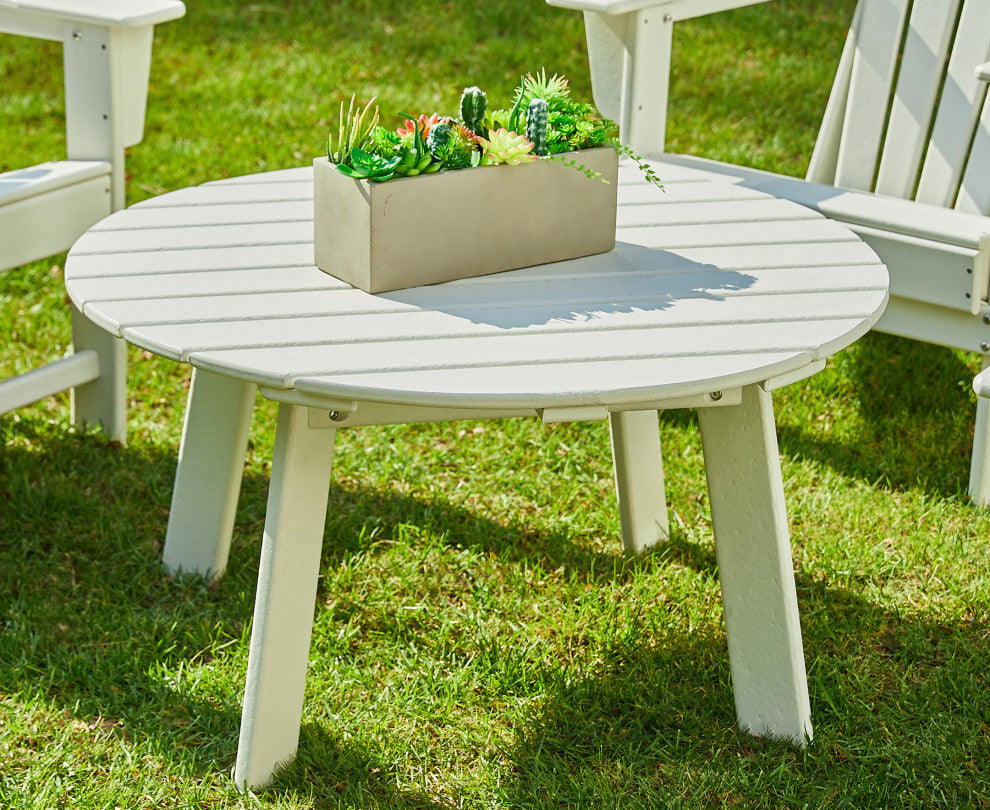 36"D Outdoor Patio HDPE Round Coffee Table, White
