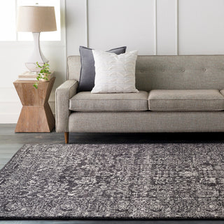 Harput Traditional Black, Light Gray Area Rug, 3'11"x5'7"
