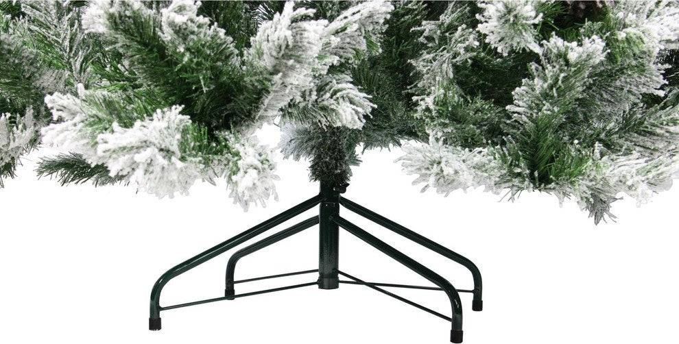 7' Flocked Angel Pine With Pine Cones Artificial Christmas Tree, Unlit