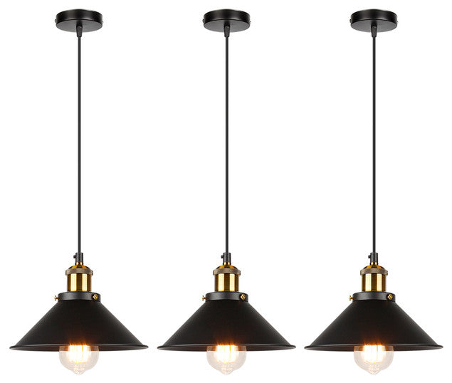 Industrial Retro Iron Pendant Light for Bar, Kitchen, Restaurant, 3 Lamps