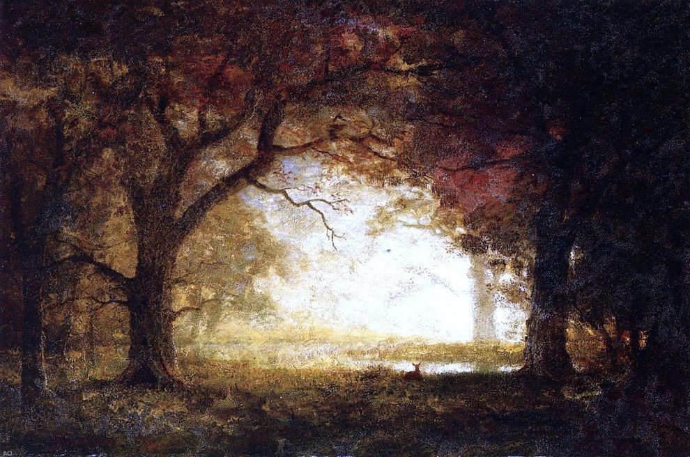 Albert Bierstadt Forest Sunrise, 18"x27" Wall Decal Print
