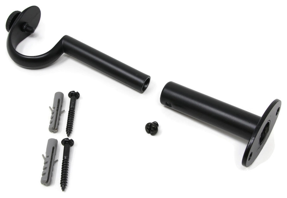 Adjustable Curtain Rod Bracket, 1 1/8"-1 1/4", Black, Single