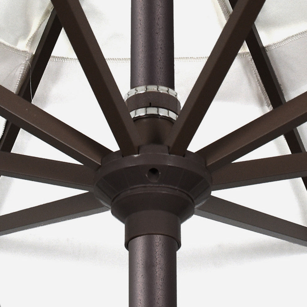 11' Bronze Auto-Tilt Crank Lift Aluminum Umbrella, Sunbrella, Jockey Red