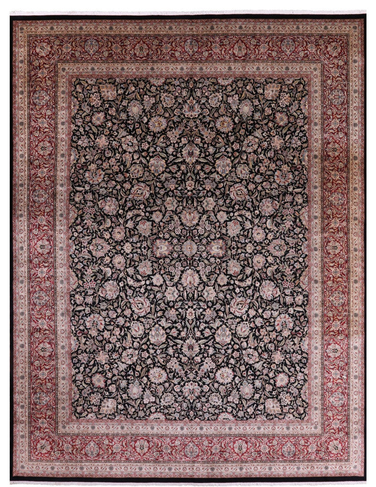 12' 2" X 16' 0" Fine Persian Kashan Handmade Wool Rug Q11345