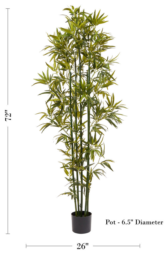 Pure Garden 6 ' Tall Artificial Bamboo Plant, Green Trunk