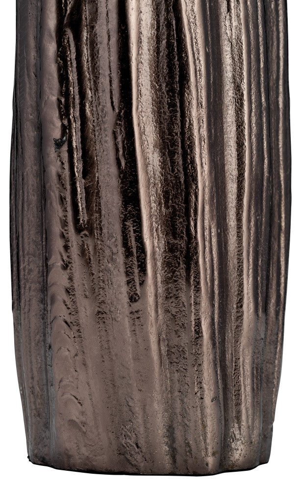 Metal, 20"H, Abstract Ridged Vase, Black Nickel