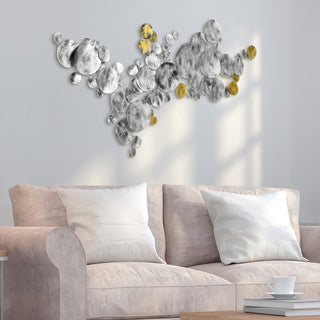 Hand Painted Etched Metal Wall Sculpture, Multi Color, Flying Discs
