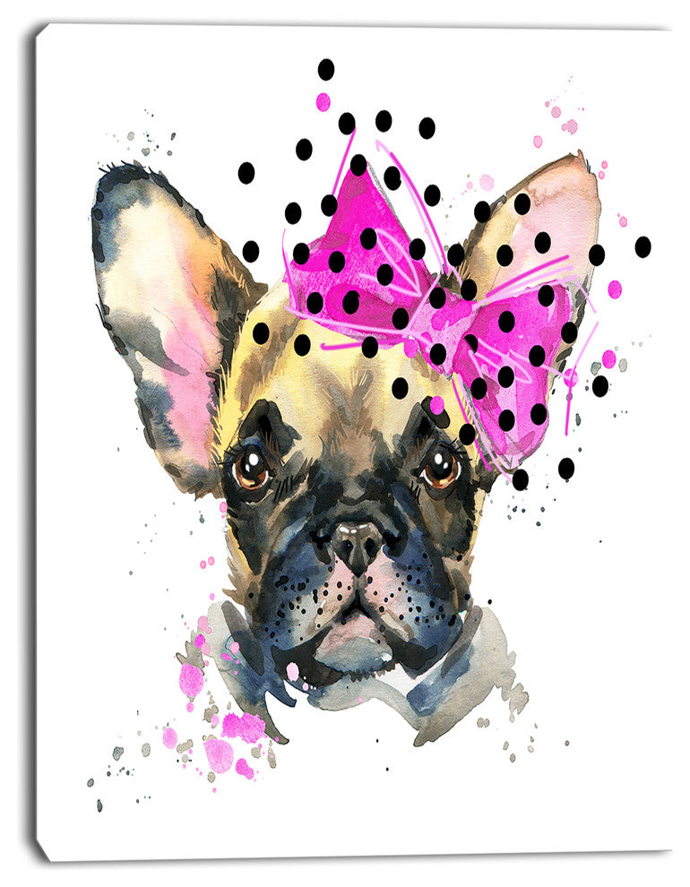 Fashionable French Bulldog, Animal Canvas Wall Art, 12"x20"