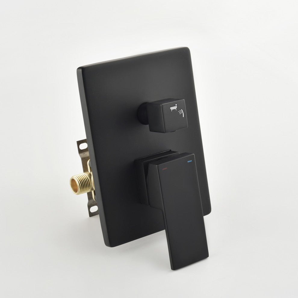 Wellfor Handheld Combo Set, Waterfall Tub Spout and Valve, Matte Black