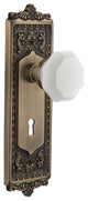 Egg & Dart Plate with Keyhole Passage Waldorf White Milk Glass Knob