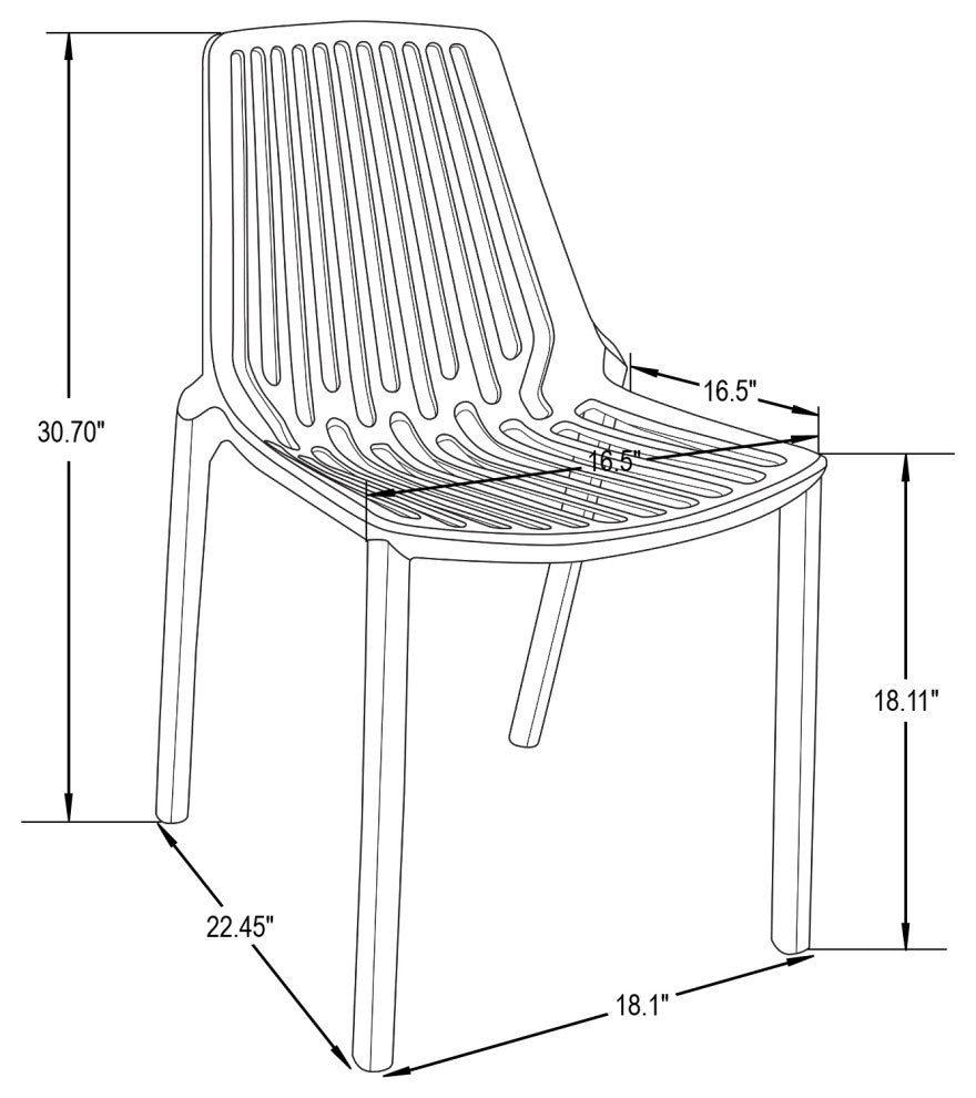 LeisureMod Acken Mid-Century Modern Plastic Dining Chair, White