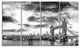 "Black and White View of London" Panorama Cityscape Wall Art, 48"x28", 4-Panels