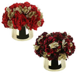 Red and Burgundy Hydrangea Holiday Arrangement Bundle