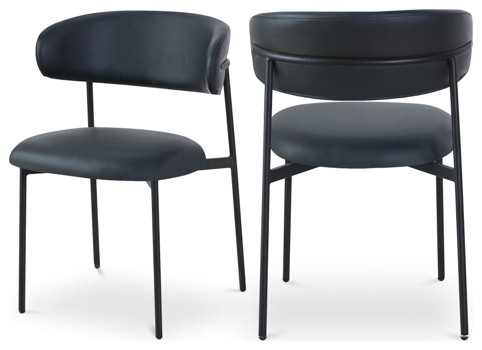 Lupita Vegan Leather Dining Chair, Set of 2, Black, Matte Black Finish