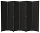 7' Tall Woven Fiber Room Divider, Black, 6 Panel