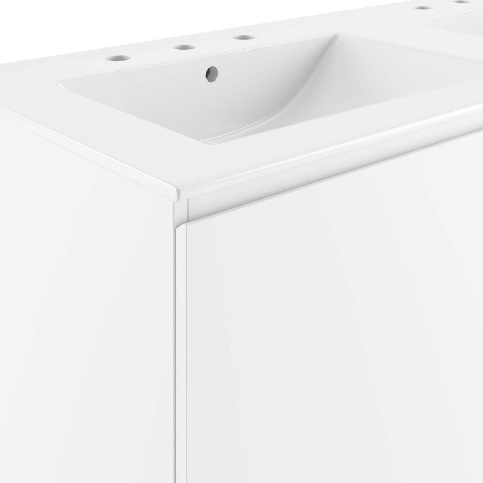 Bryn 48" Wall-Mount Double Sink Bathroom Vanity, White White