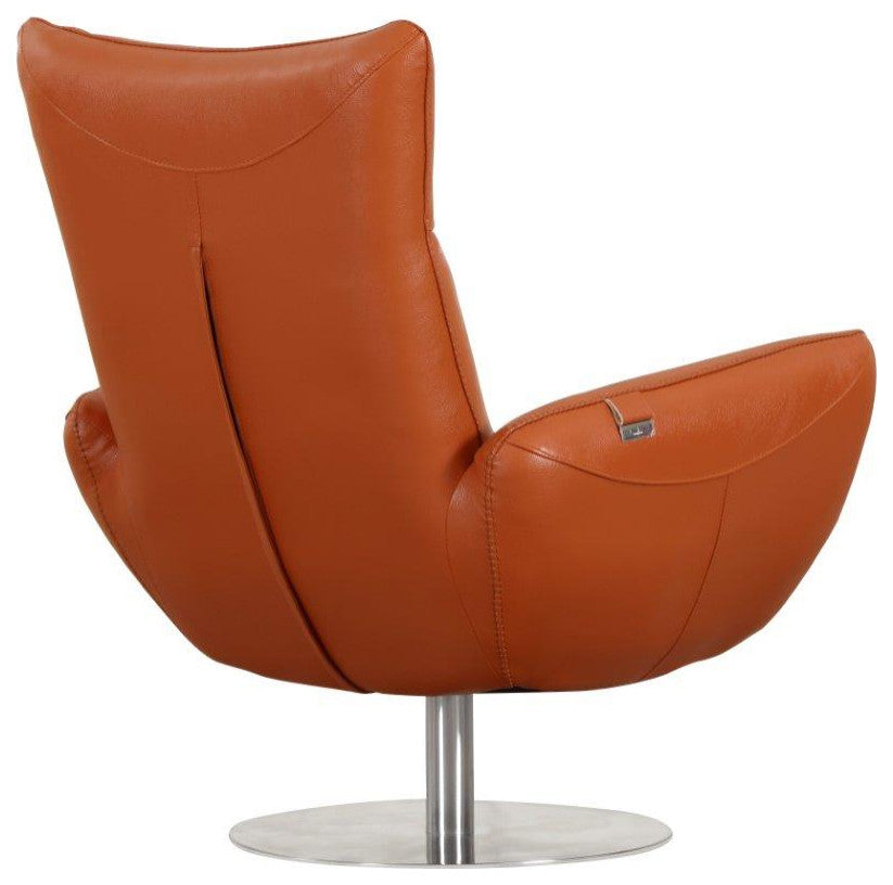 Zeno Italian Top Grain Leather Swivel Lounge Chair Orange